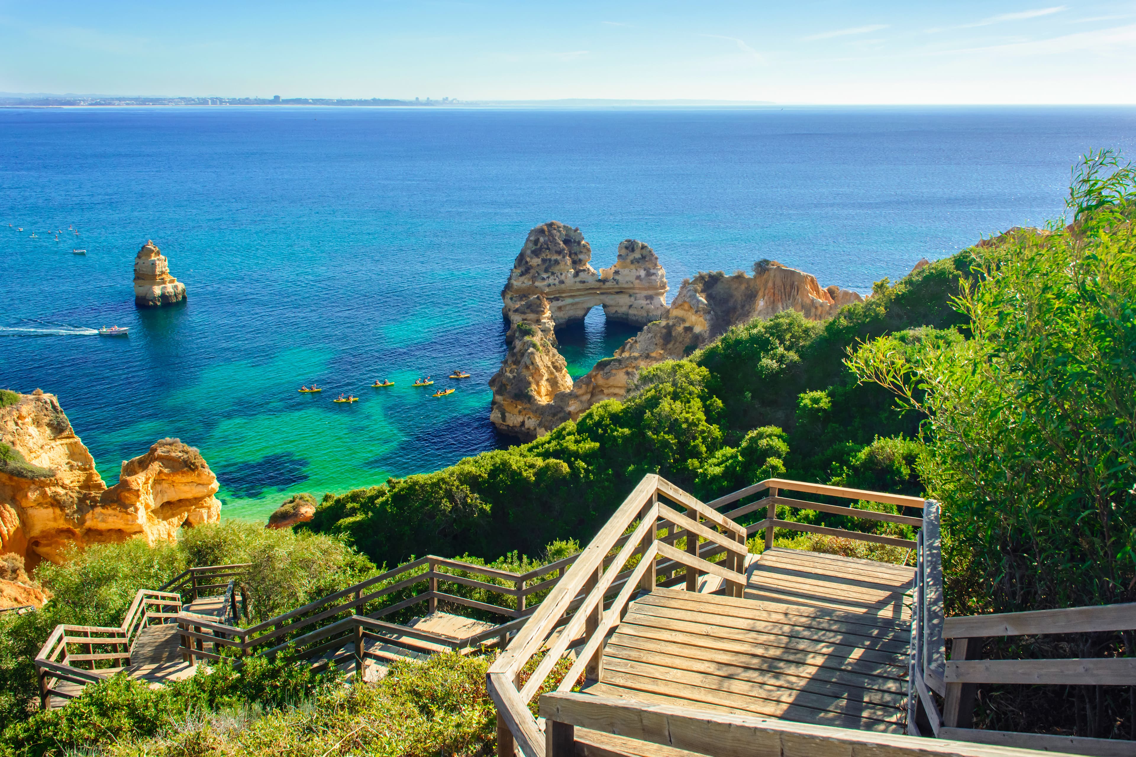Nearby Praia islands and Tavira coastline at sunset